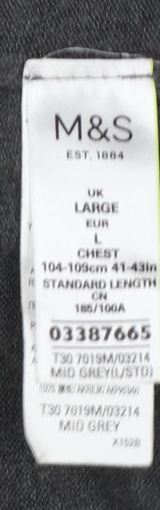 Mens UK Size L Marks and Spencer Grey Pullover Jumper