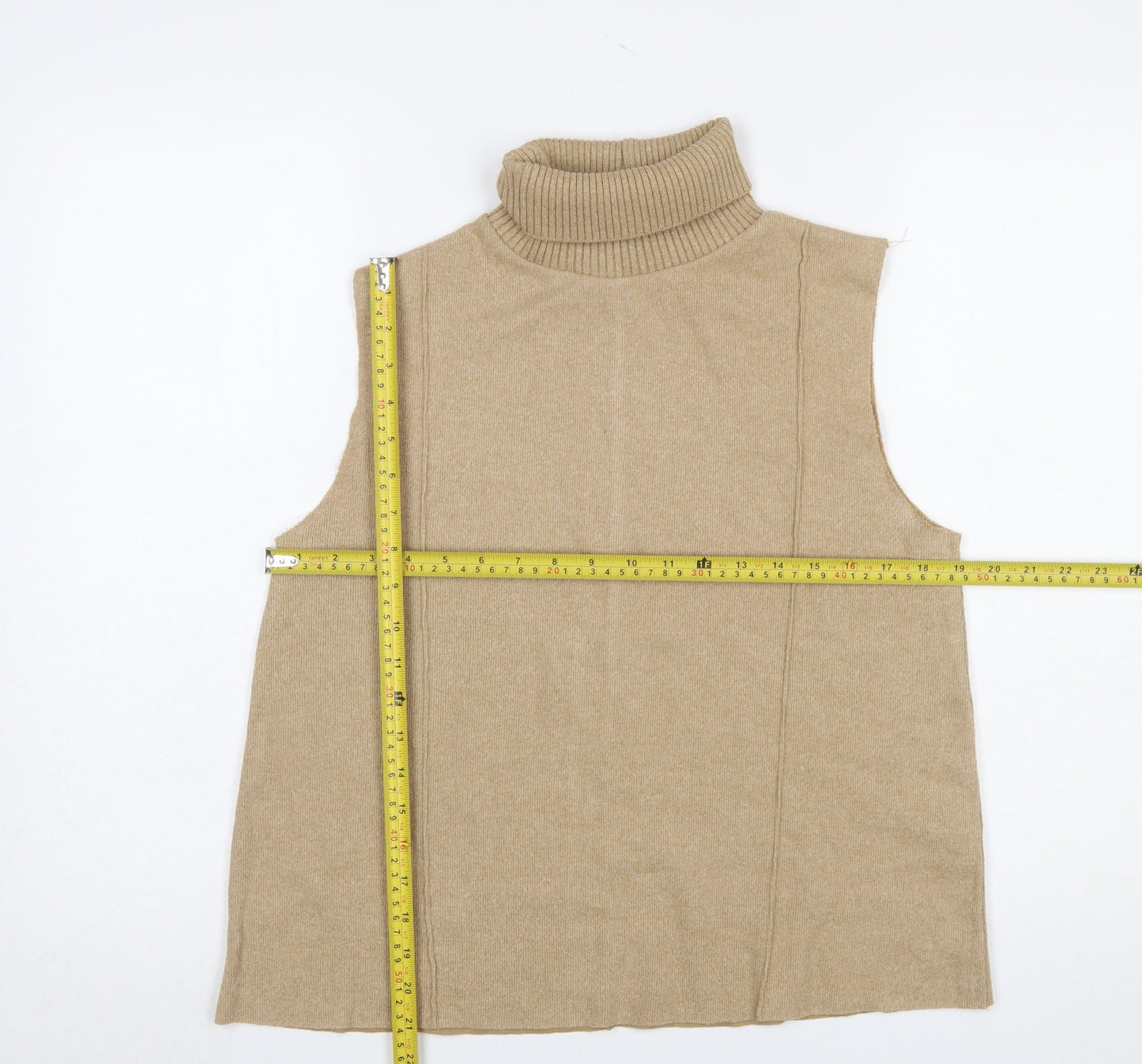 Womens UK Size 14 Zara Beige Vest Jumper