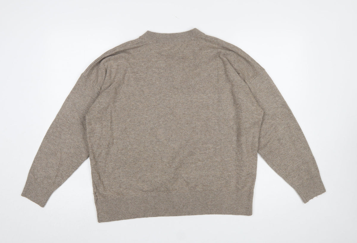Marks and Spencer Womens Beige V-Neck Knit Pullover Jumper L