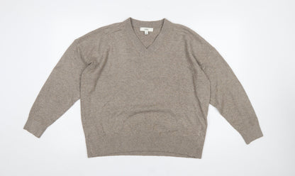 Marks and Spencer Womens Beige V-Neck Knit Pullover Jumper L