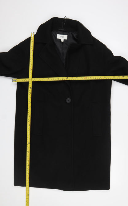 Womens UK Size 12 Marks and Spencer Black Overcoat