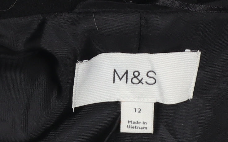 Womens UK Size 12 Marks and Spencer Black Overcoat