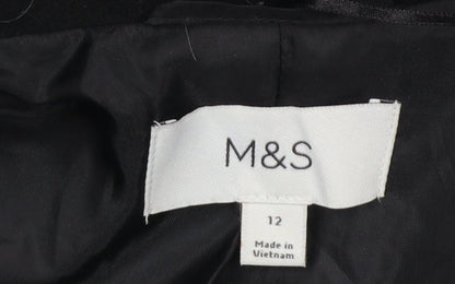 Womens UK Size 12 Marks and Spencer Black Overcoat