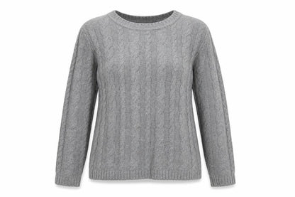 Cotton On Women's Grey Cable-Knit Jumper M Crew Neck Cotton Blend