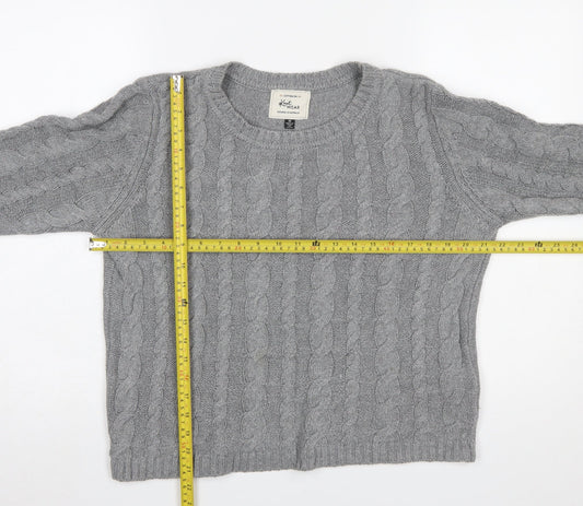 Cotton On Women's Grey Cable-Knit Jumper M Crew Neck Cotton Blend