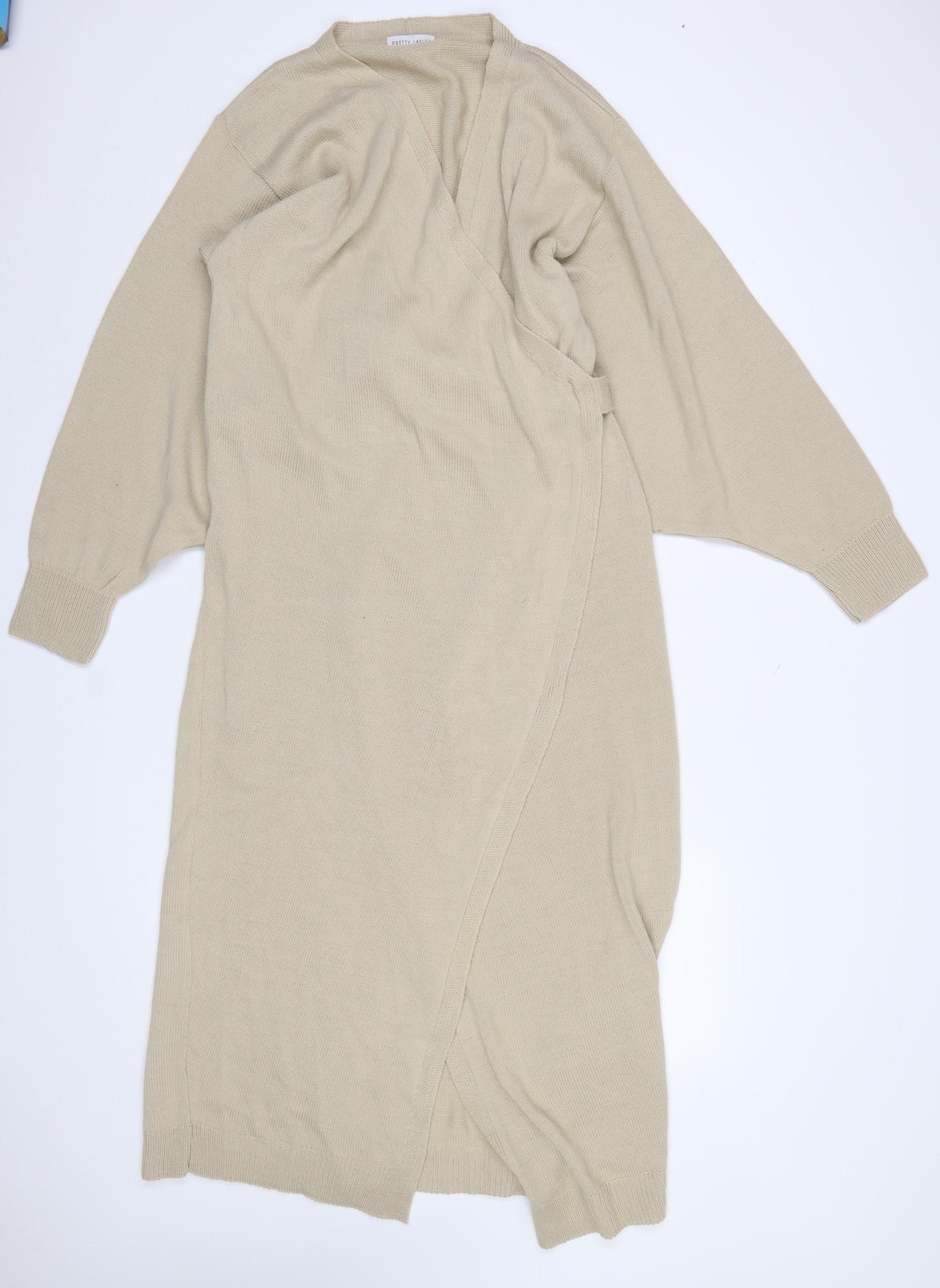 Womens UK Size M Pretty Lavish Beige Wrap Jumper