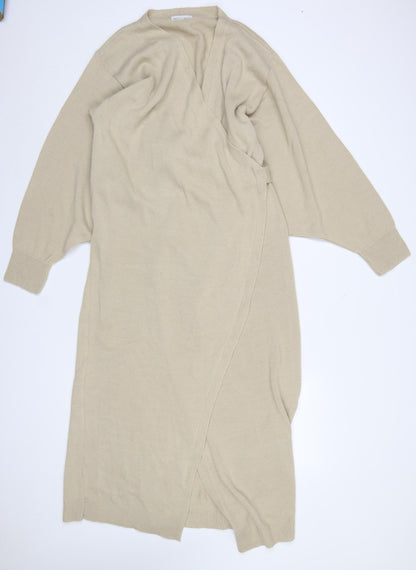 Womens UK Size M Pretty Lavish Beige Wrap Jumper