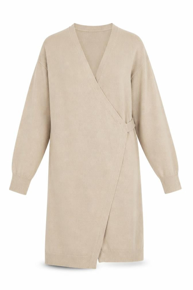 Womens UK Size M Pretty Lavish Beige Wrap Jumper