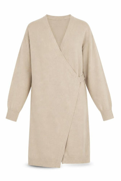Womens UK Size M Pretty Lavish Beige Wrap Jumper