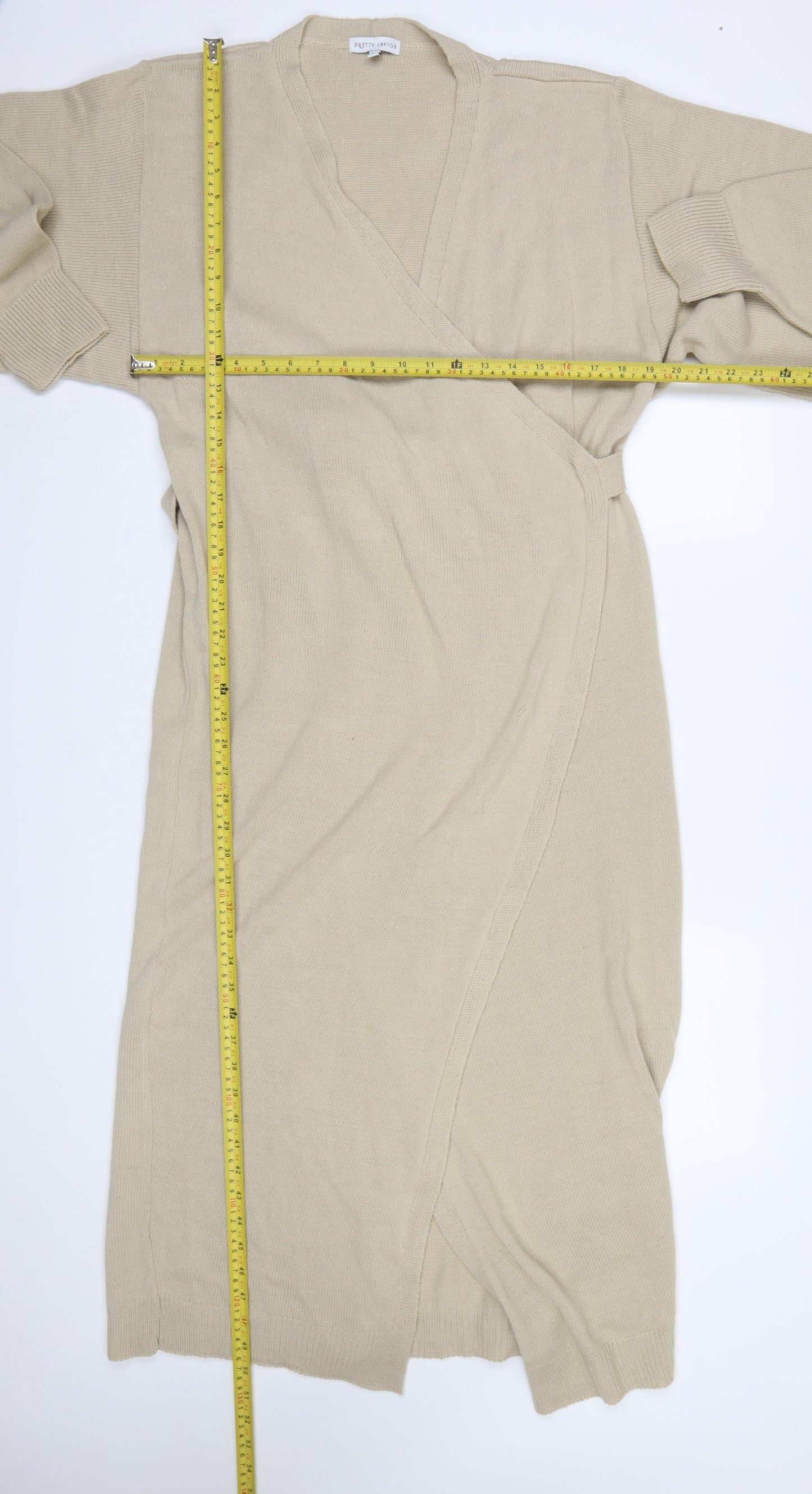 Womens UK Size M Pretty Lavish Beige Wrap Jumper