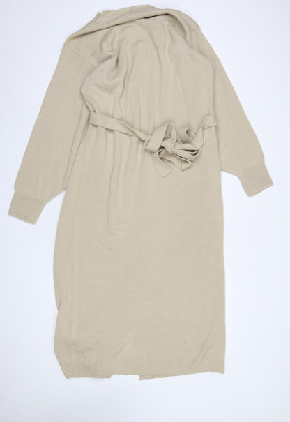 Womens UK Size M Pretty Lavish Beige Wrap Jumper
