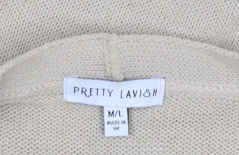 Womens UK Size M Pretty Lavish Beige Wrap Jumper