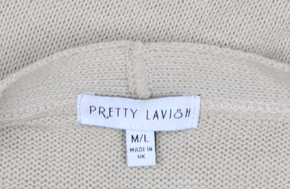 Womens UK Size M Pretty Lavish Beige Wrap Jumper
