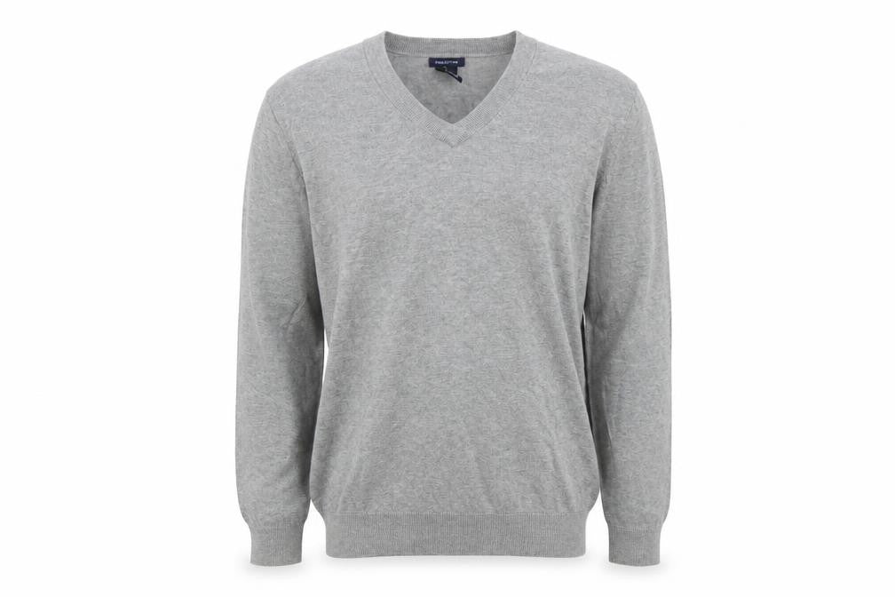 Gap Mens Grey V-Neck Cotton Pullover Jumper M Classic Knitwear