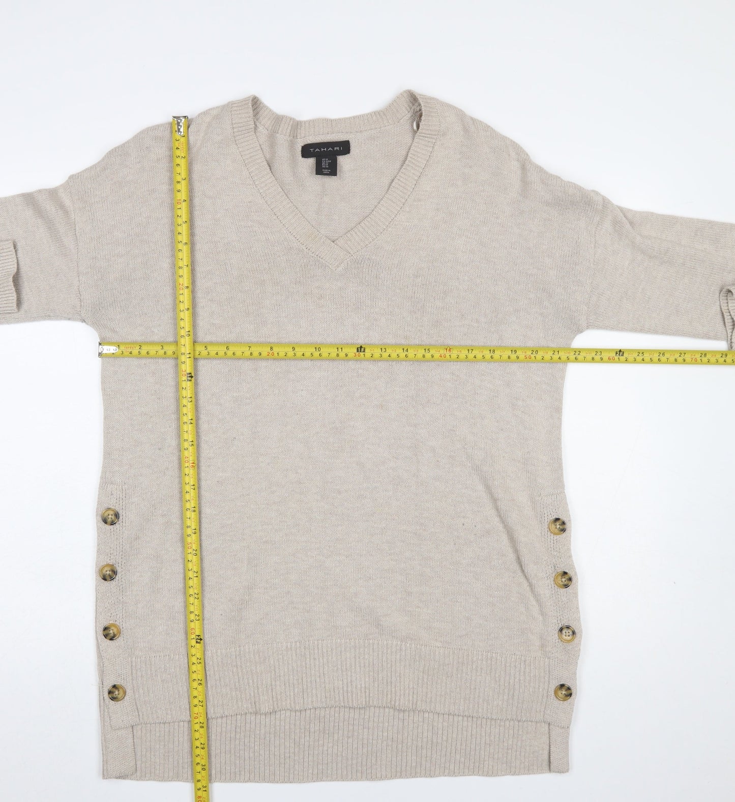 Womens UK Size M Tahari Beige Pullover Jumper