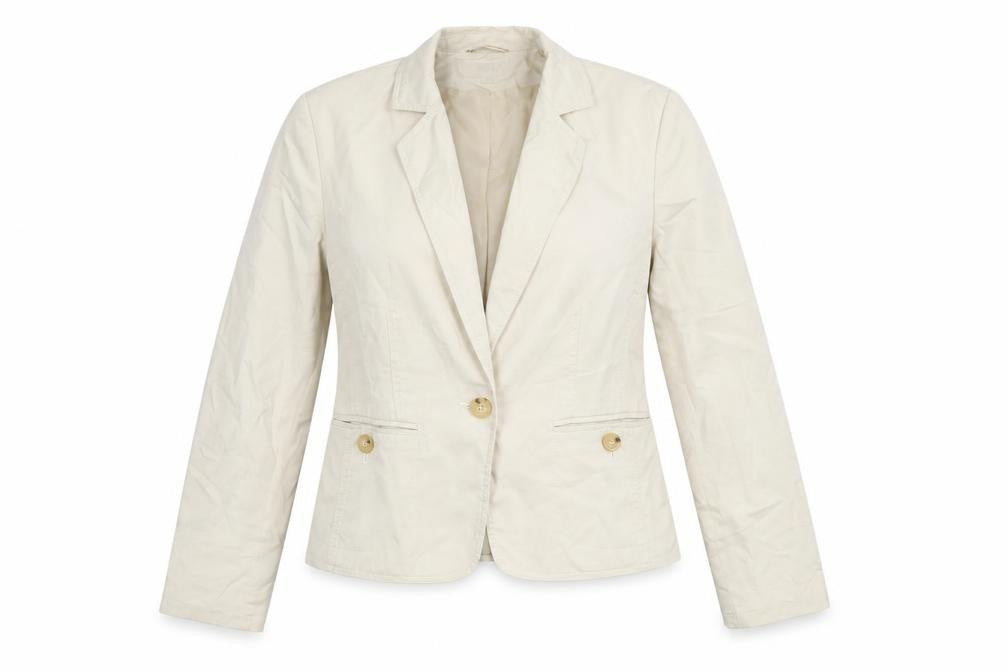 Marks and Spencer Women Beige Cotton Blazer UK 10 Classic Fit