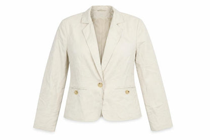 Marks and Spencer Women Beige Cotton Blazer UK 10 Classic Fit