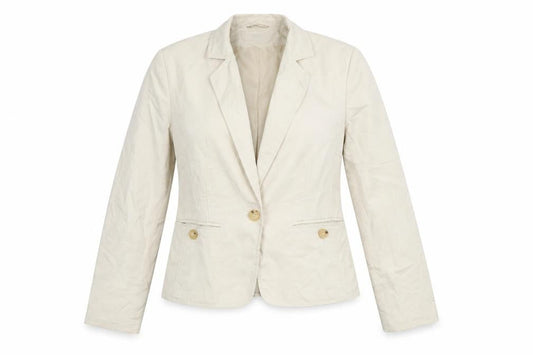 Marks and Spencer Women Beige Cotton Blazer UK 10 Classic Fit