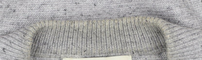 Marks and Spencer Men's Grey L 1/2 Zip Cotton Blend Jumper