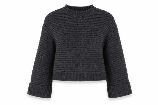 Front view of ASOS DESIGN Women’s Grey Chunky Knit jumper, size S