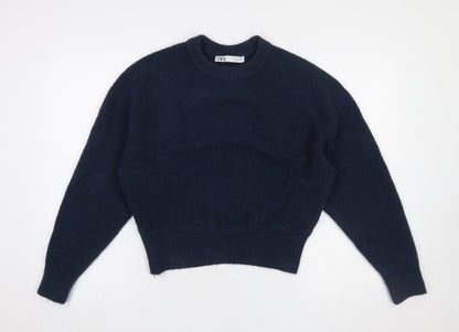 Womens UK Size 8 Zara Blue Pullover Jumper