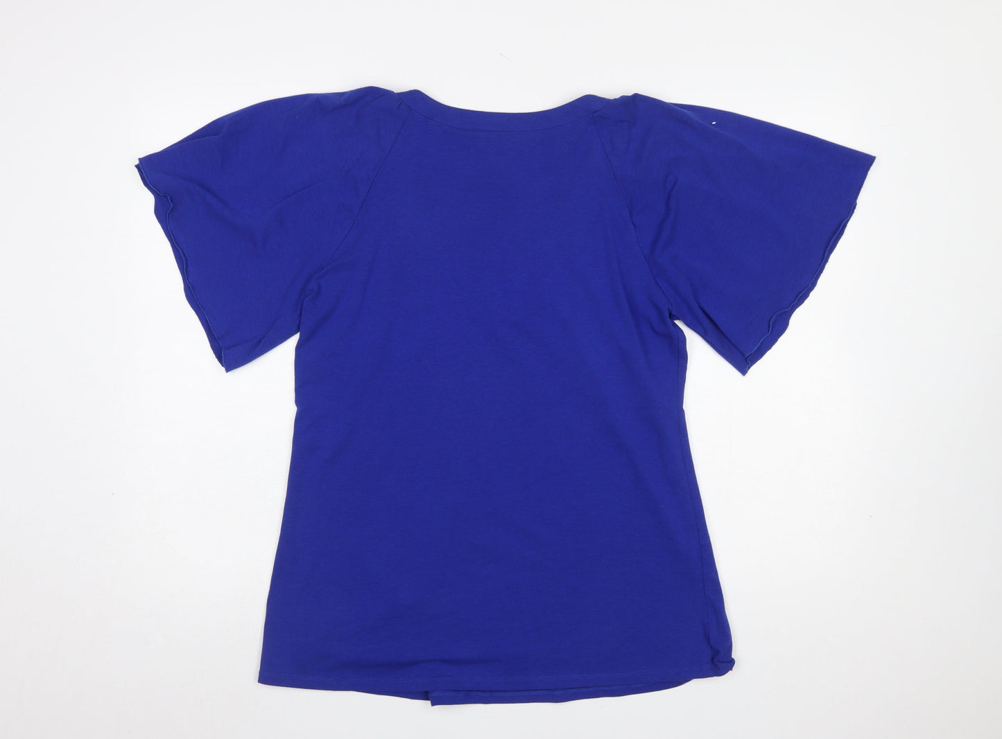 Womens UK Size L Cable & Gauge Blue Basic T-Shirt