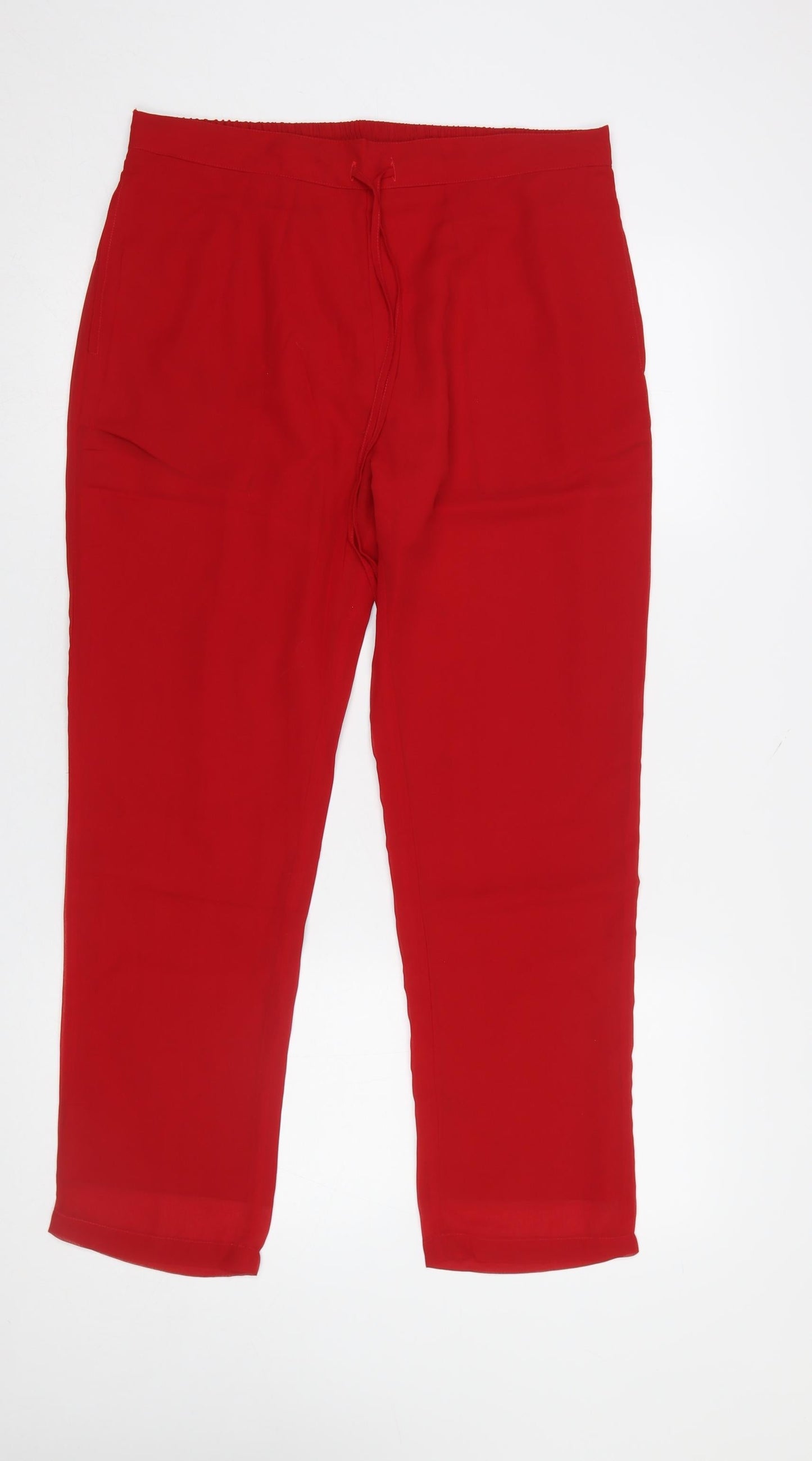 Womens UK Size M Blossom Regular Fit Cropped Red Trousers
