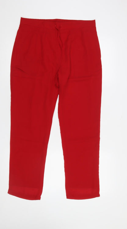 Womens UK Size M Blossom Regular Fit Cropped Red Trousers