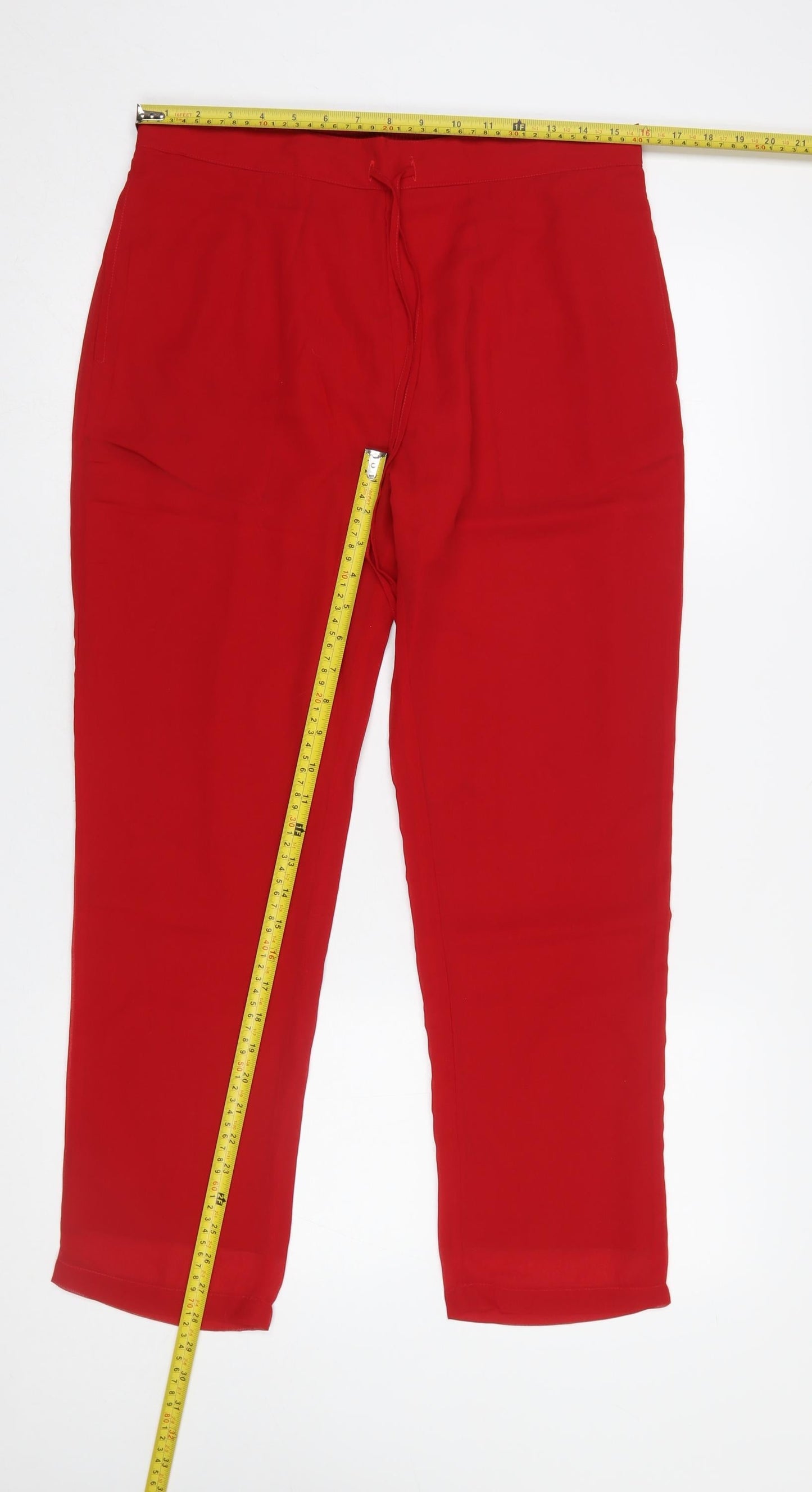 Womens UK Size M Blossom Regular Fit Cropped Red Trousers