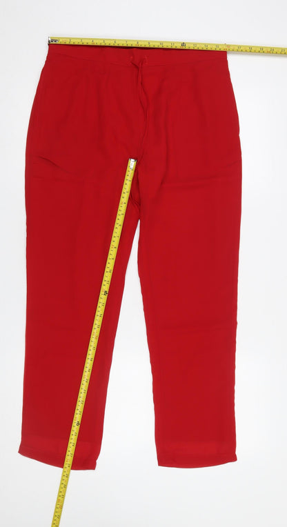 Womens UK Size M Blossom Regular Fit Cropped Red Trousers
