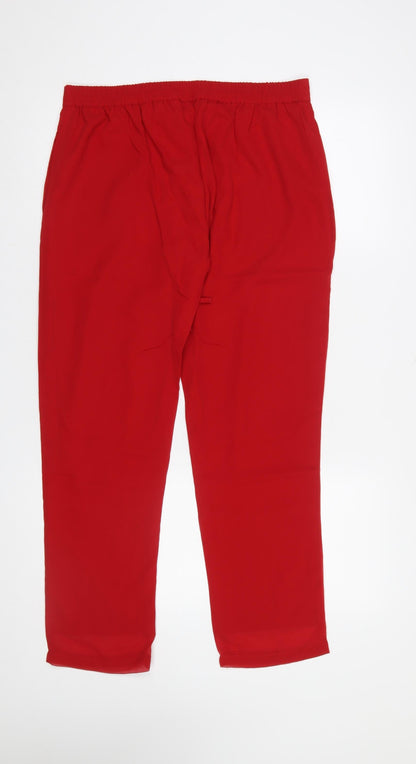 Womens UK Size M Blossom Regular Fit Cropped Red Trousers