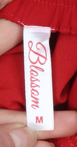 Womens UK Size M Blossom Regular Fit Cropped Red Trousers