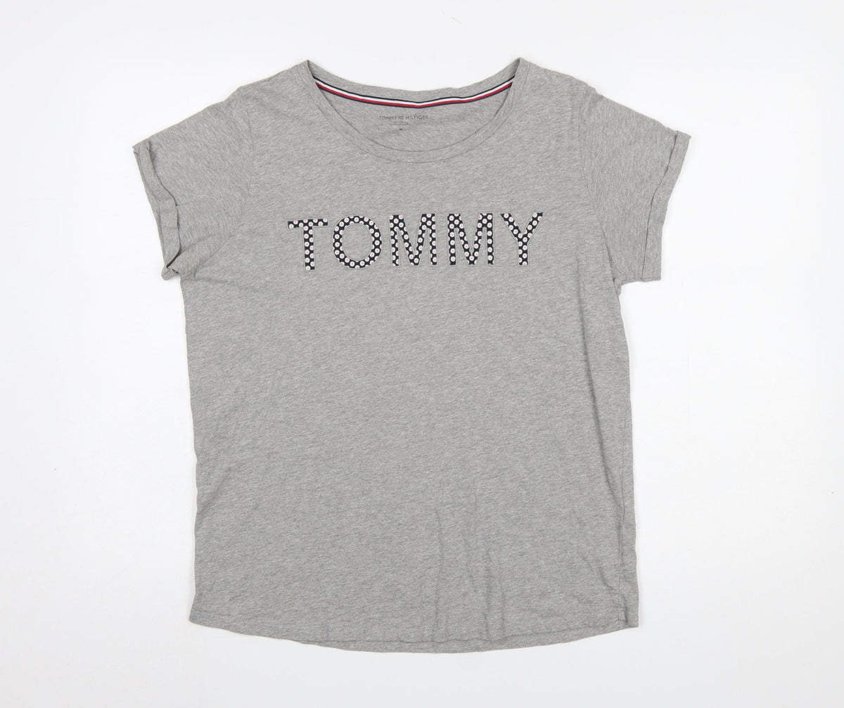 Womens UK Size M Tommy Hilfiger Grey Basic T-Shirt