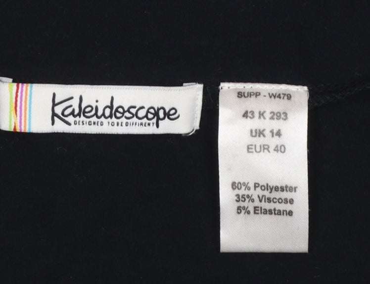 Womens UK Size 14 Kaleidoscope Black Cropped Blouse