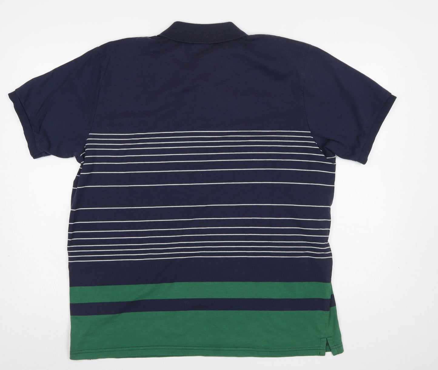Leicester Tigers Men's Blue Striped 2XL Rugby Polo Shirt