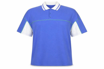 ASOS DESIGN Women Blue Colourblock Polo Shirt M Casual Cotton