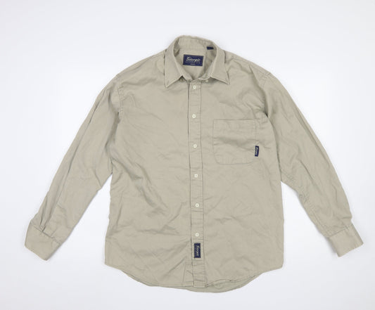 Giorgio Classics Mens Beige Long Sleeve Button-Up Shirt Size M