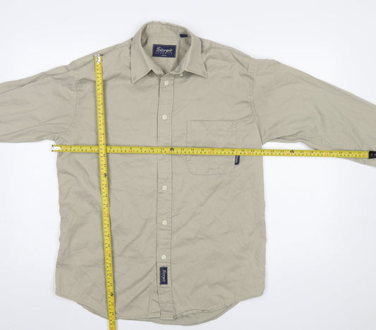 Giorgio Classics Mens Beige Long Sleeve Button-Up Shirt Size M