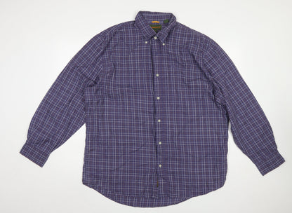 Timberland Men's Blue Check Long Sleeve Button-Up Shirt Size L
