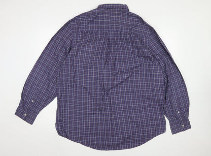 Timberland Men's Blue Check Long Sleeve Button-Up Shirt Size L