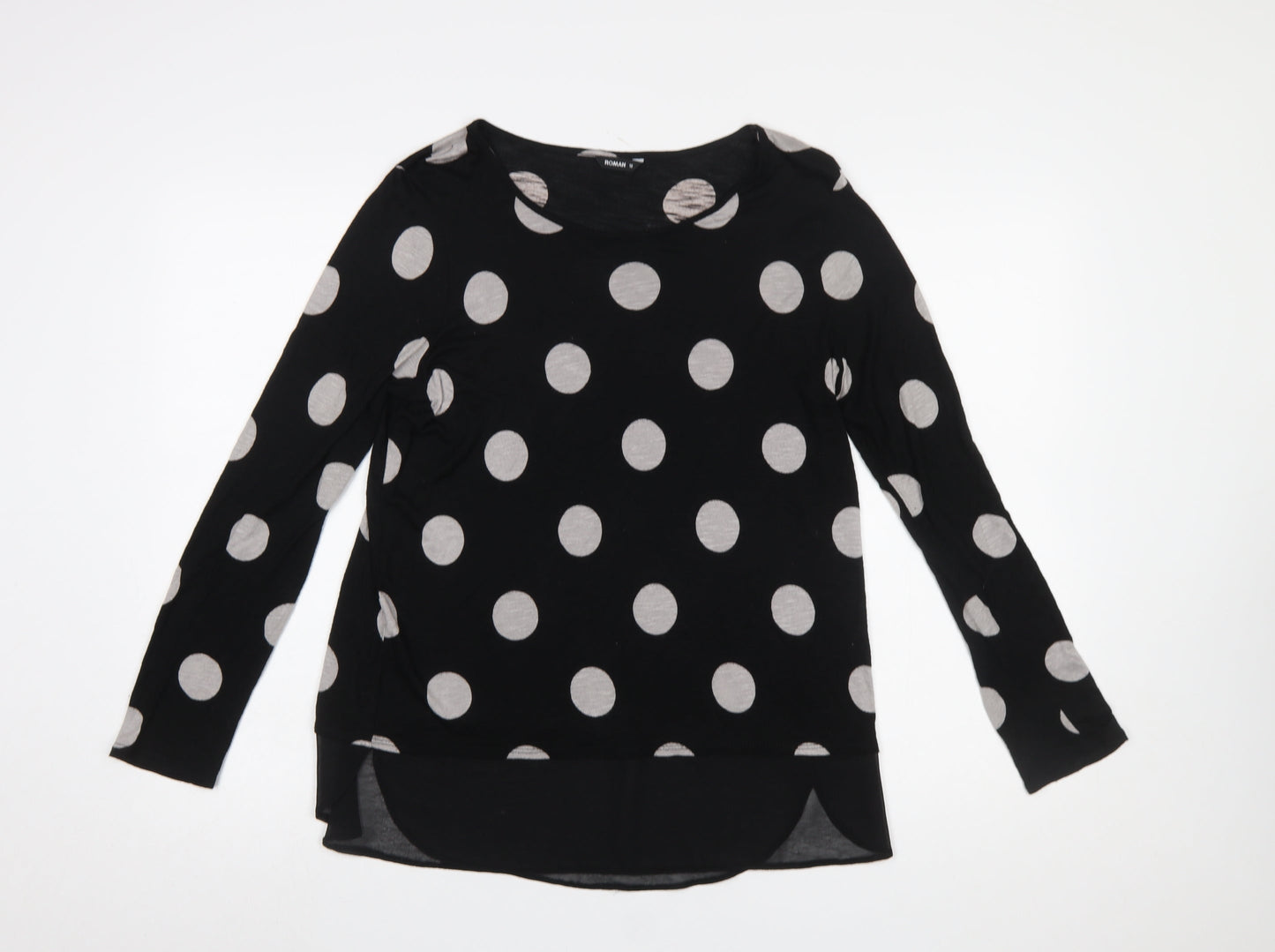 Womens UK Size 12 Roman Black Tunic Blouse