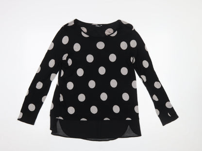 Womens UK Size 12 Roman Black Tunic Blouse