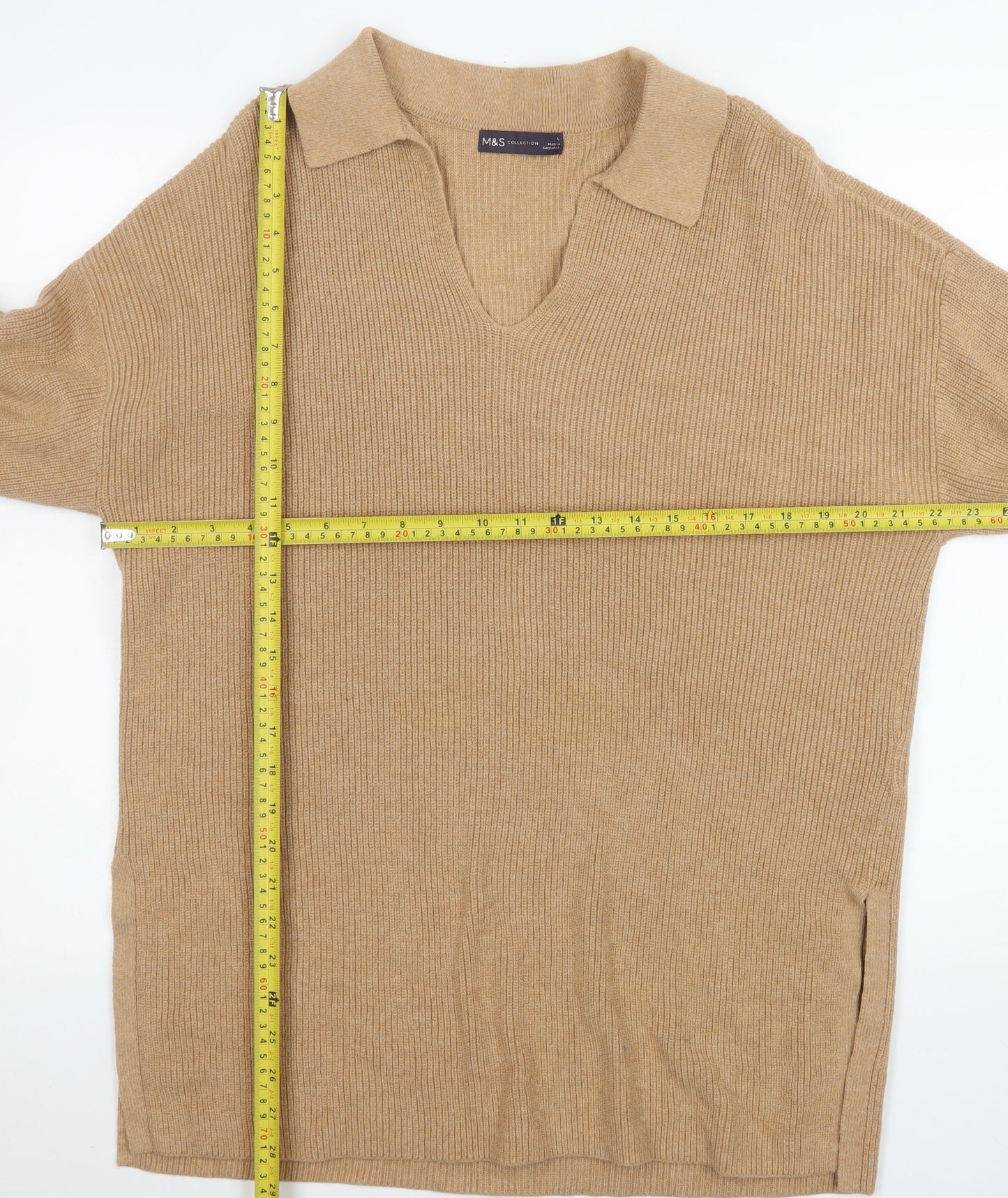 Mens UK Size L Marks and Spencer Beige Pullover Jumper