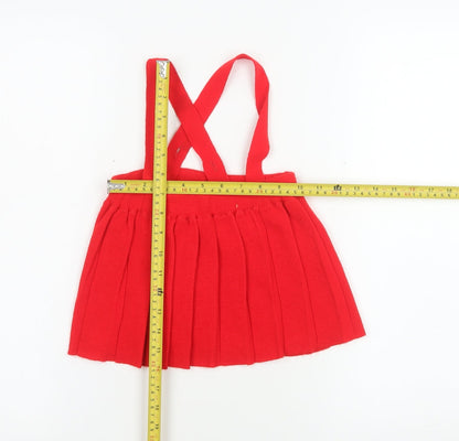 Kind and Gentle Red Pleated Knit Baby Skirt 6-9 Months Unisex with Straps