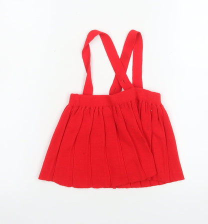Kind and Gentle Red Pleated Knit Baby Skirt 6-9 Months Unisex with Straps