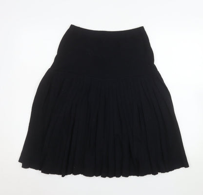 Windsmoor Womens Black Pleated Wool Blend Knee Length Skirt M