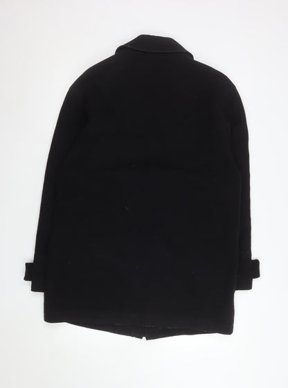 BHS Mens Black Wool Blend Mid-Length Overcoat Small
