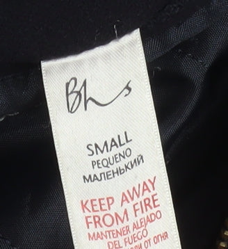 BHS Mens Black Wool Blend Mid-Length Overcoat Small
