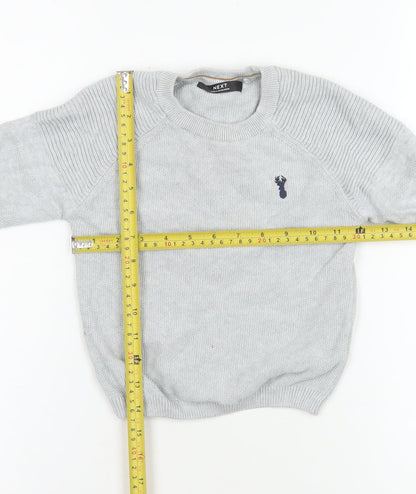 Next Boys Grey Cotton Jumper 3 Years Crew Neck Pullover