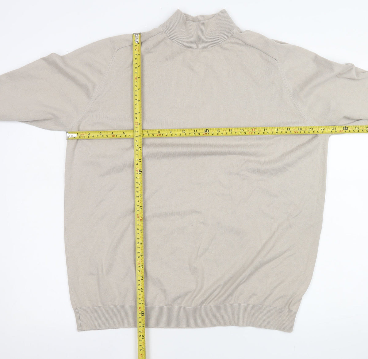 Next Men’s Beige Mock Neck Cotton Blend Jumper XL